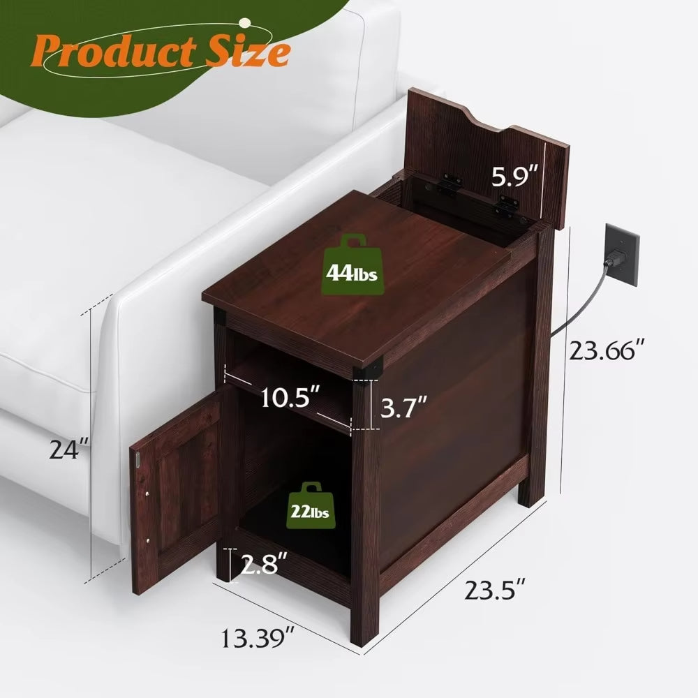 2-Piece Narrow Nightstand Set with Charging Station mysite