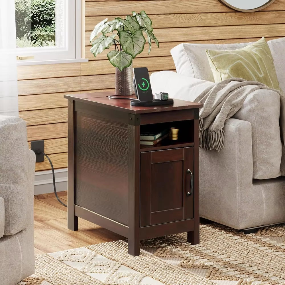 2-Piece Narrow Nightstand Set with Charging Station mysite